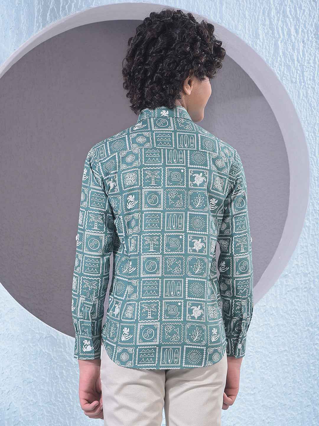 Green Motif Print Shirt
