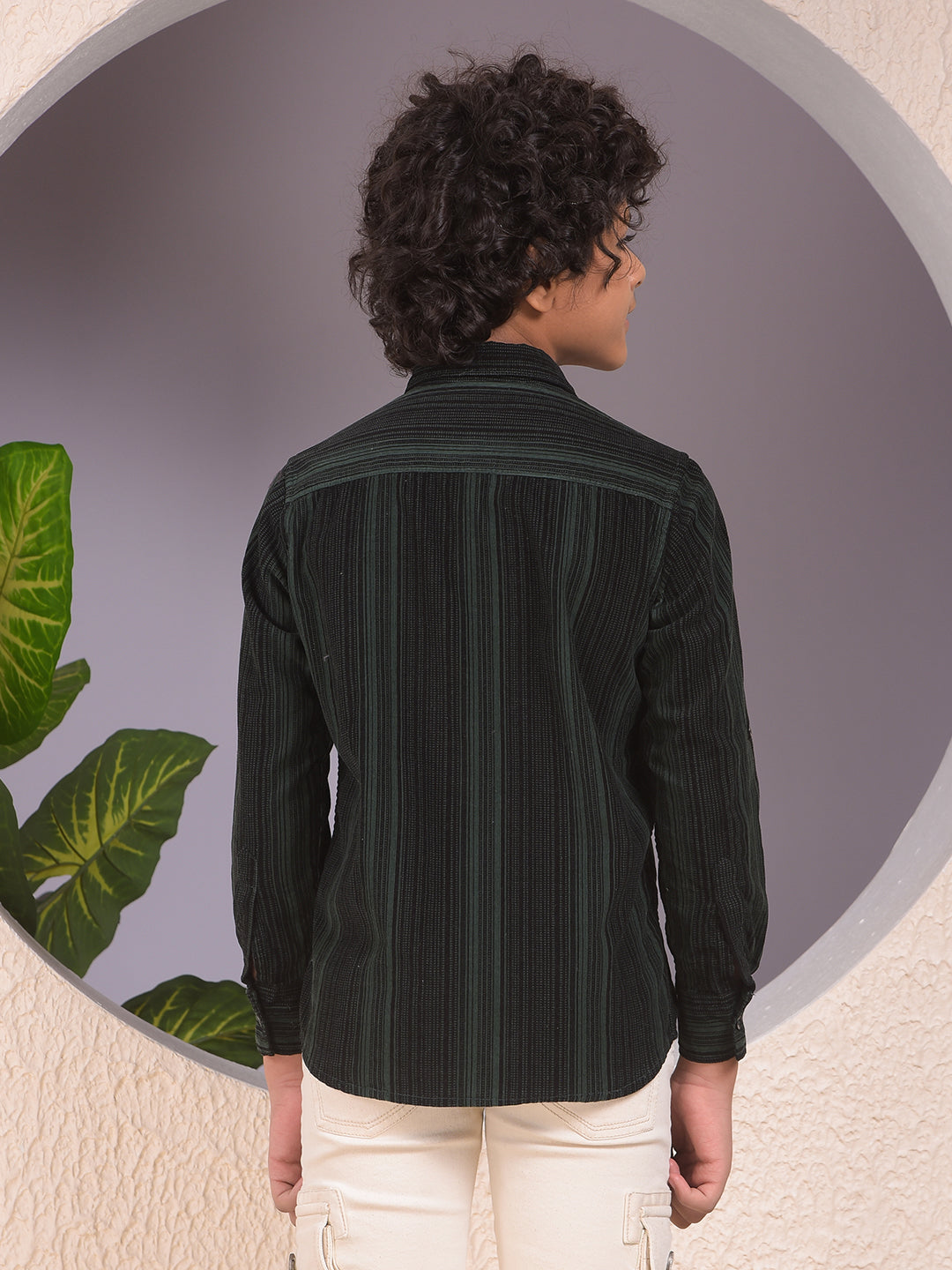 Green Printed 100% Cotton Corduory Shirt