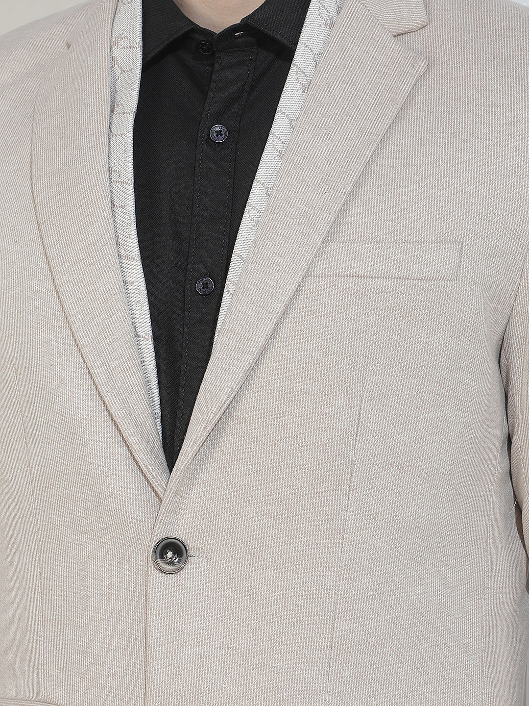 Beige Notched Lapel Blazer