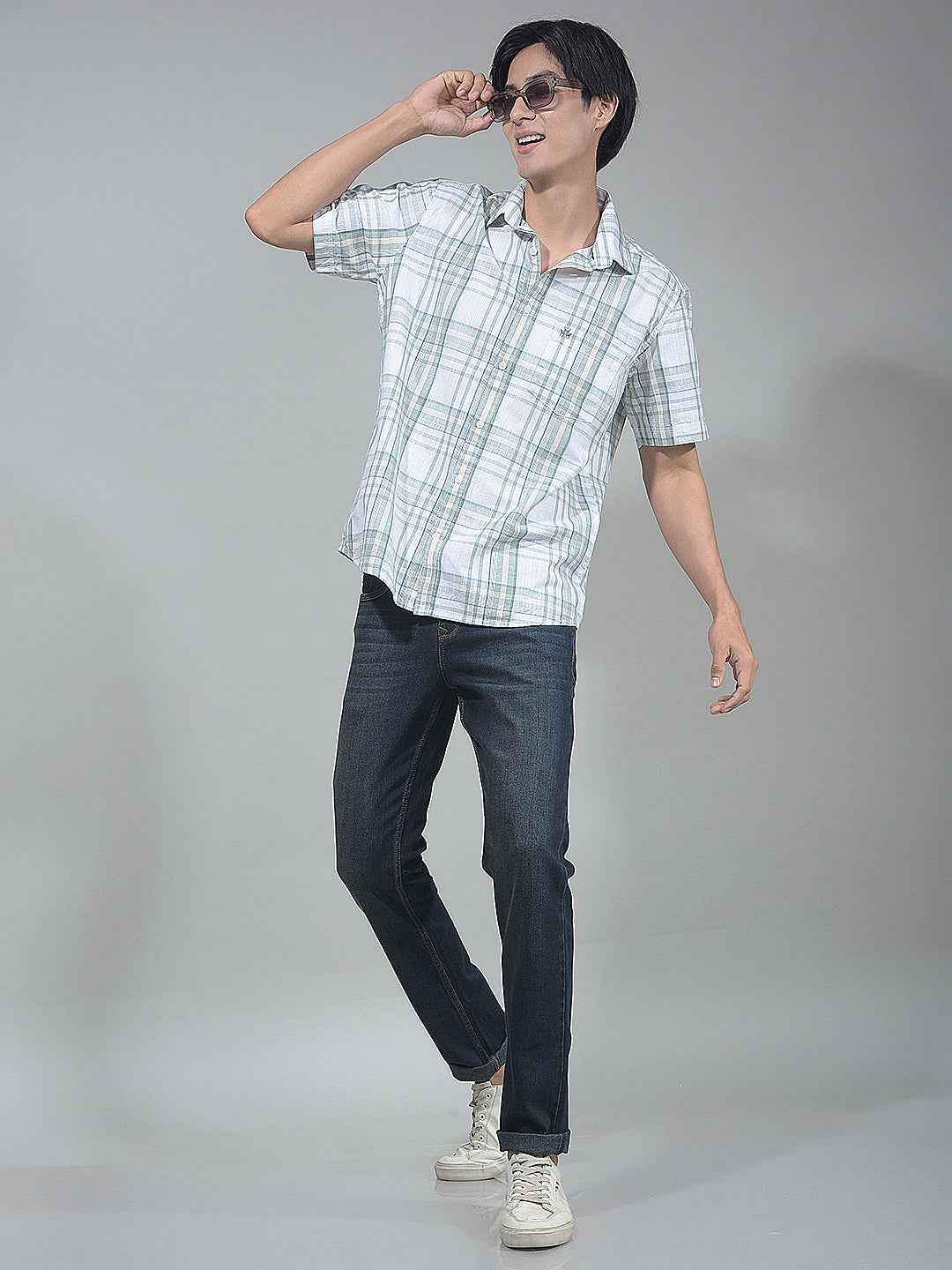 Green Checked 100% Cotton Shirt