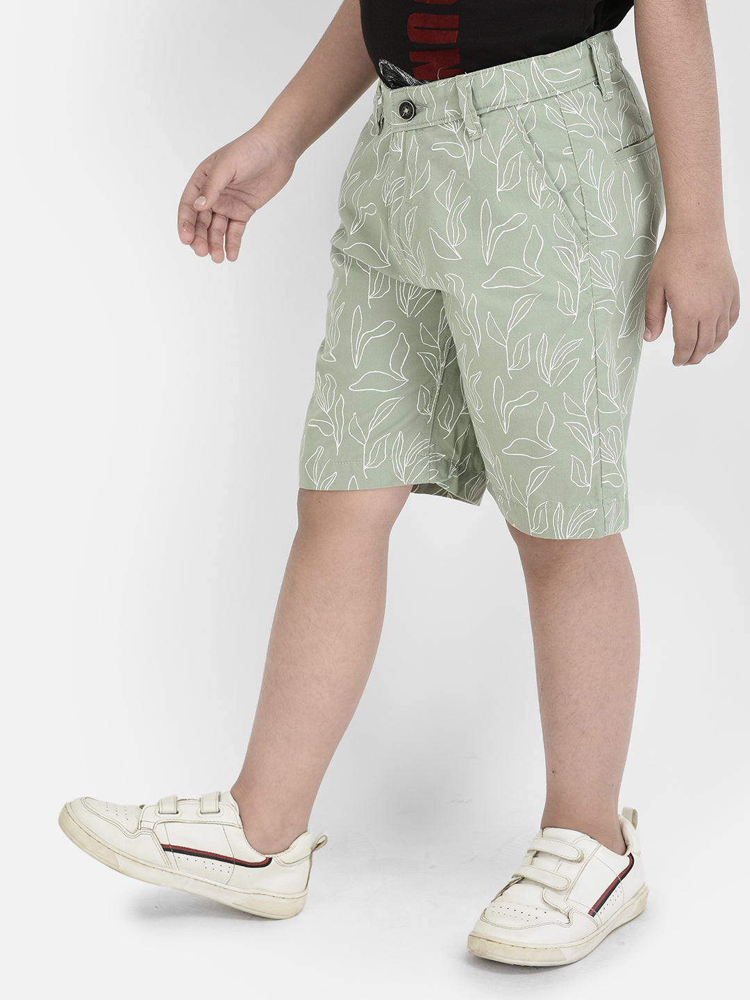 Green Floral Print 100% Cotton Shorts