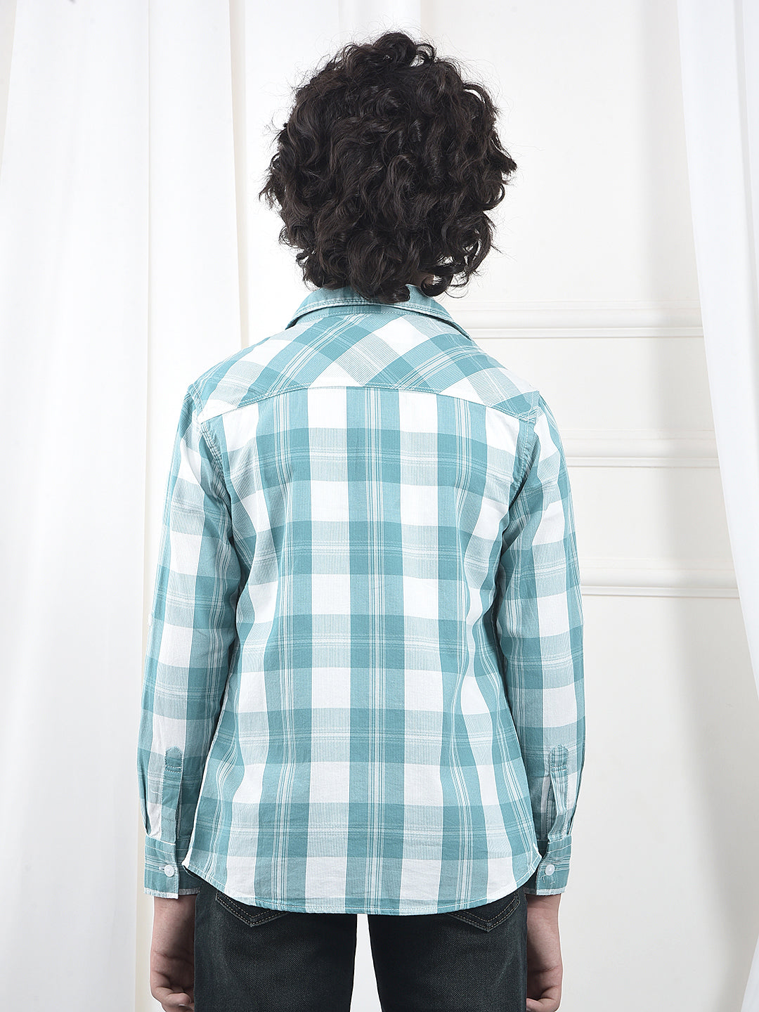 Green Checked 100% Cotton Shirt & T-Shirt Set