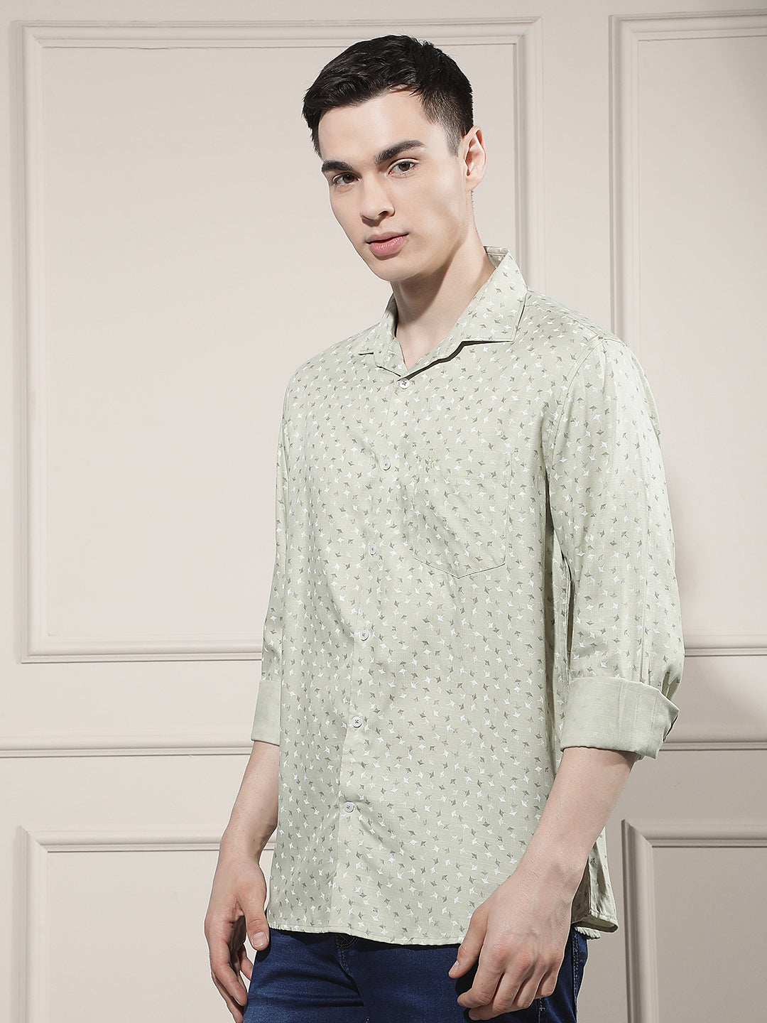 Classic Sage Green Printed Shirt