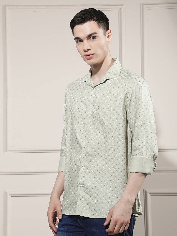 Classic Sage Green Printed Shirt