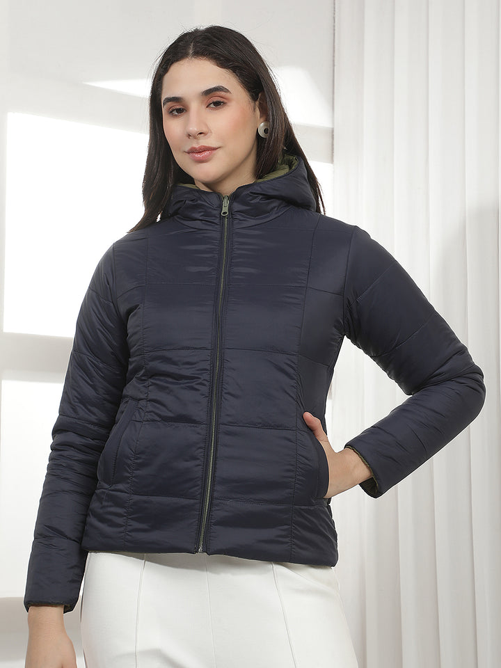 Green Hooded Puffer Reversible Jacket