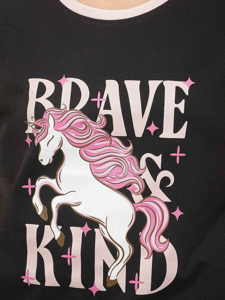 Black Graphic Print T-Shirt