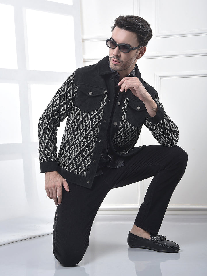 Breathable Black Jacquard Shacket