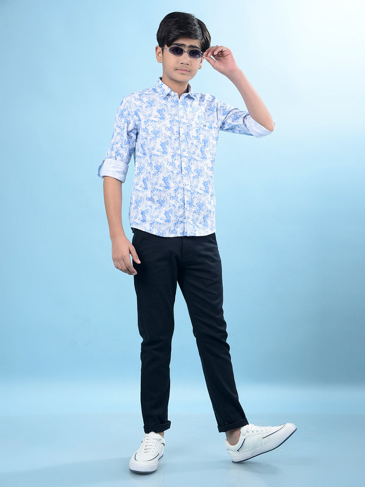 Navy Blue Printed Trousers