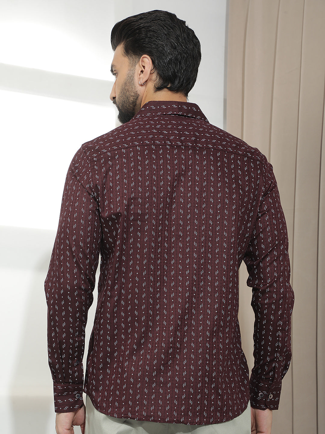 Luxe Crimson Maroon Printed Shirt