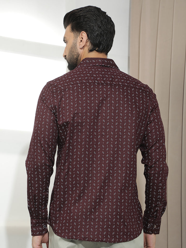 Luxe Crimson Maroon Printed Shirt