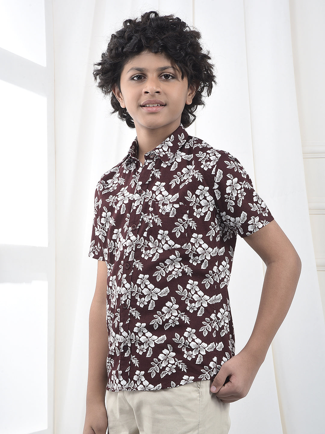Green Printed 100% Cotton Shirt-Boys Shirts-Crimsoune Club