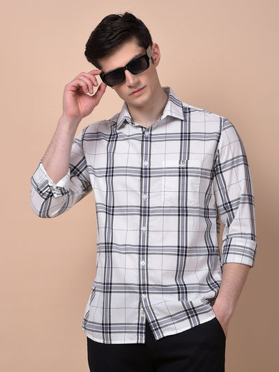 White Checked 100% Cotton Shirt