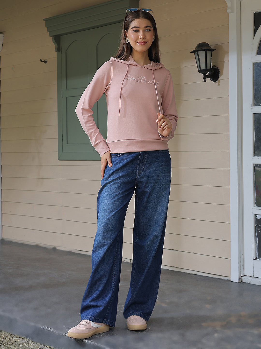 Blue 100% Cotton Wide Leg Jeans