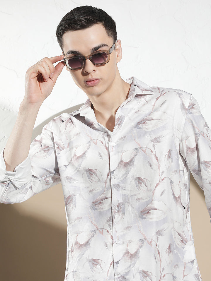 Purple Floral Print Shirt