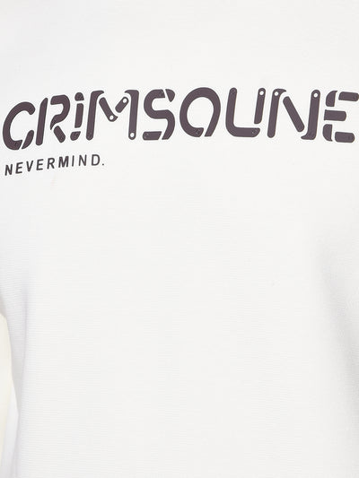 Beige Typographic Print Sweatshirt