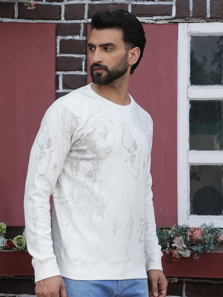 Relaxed White Printed Sweatshirt