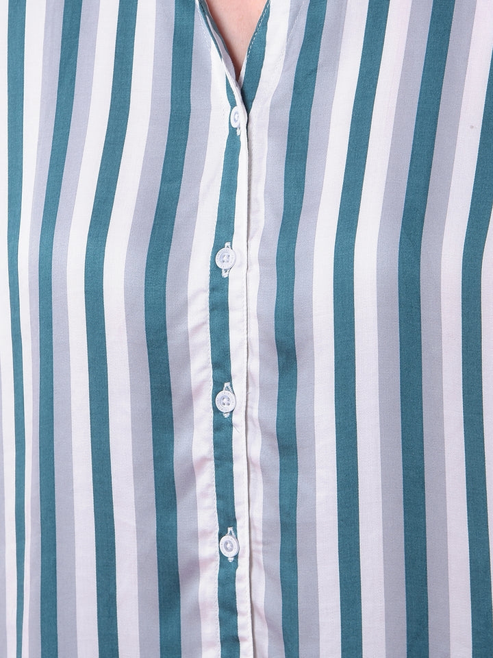 Green Vertical Stripes 100% Modal Shirt