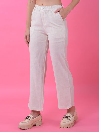 White Straight Linen Trousers
