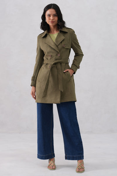 Green Notched-Lapel Over-Coat