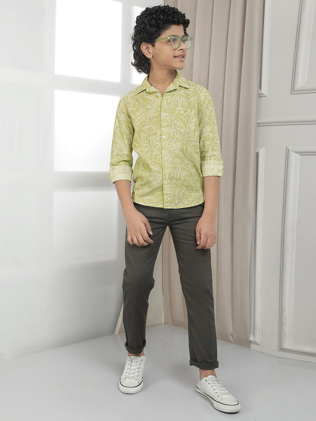 Green Floral Print Shirt