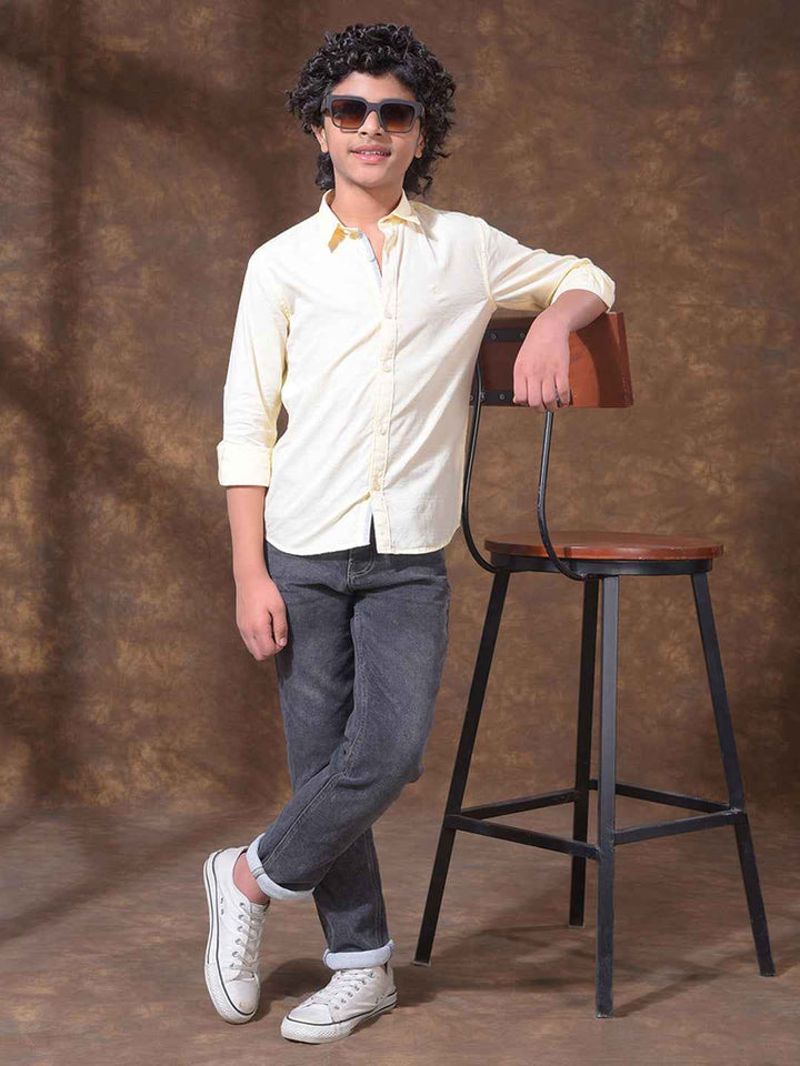 Yellow Textured Linen Shirt