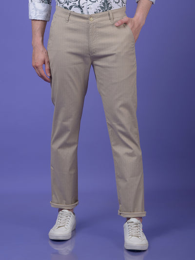 Beige Printed Trousers