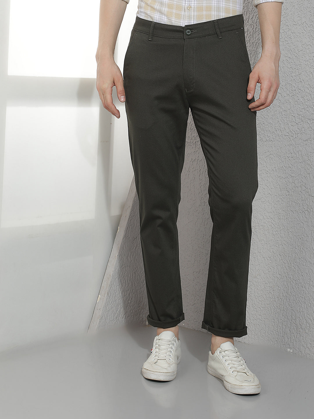 Smart Dark Olive Casual Trousers