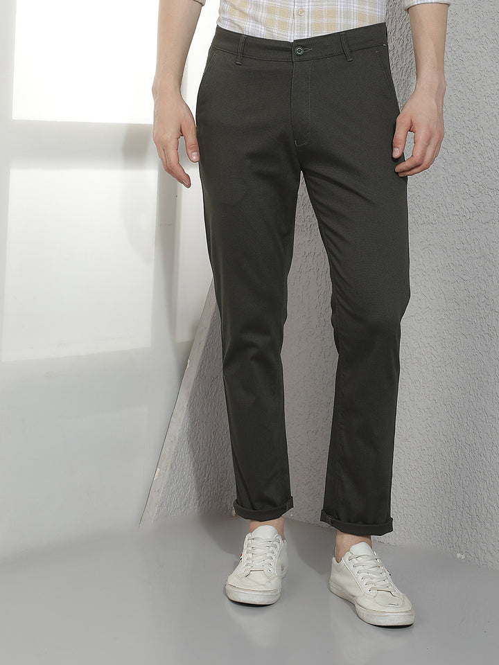 Smart Dark Olive Casual Trousers