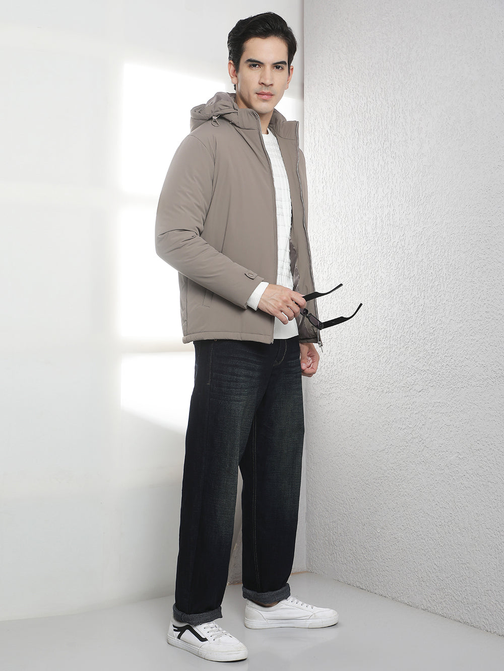 Khaki Padded Hooded Jacket