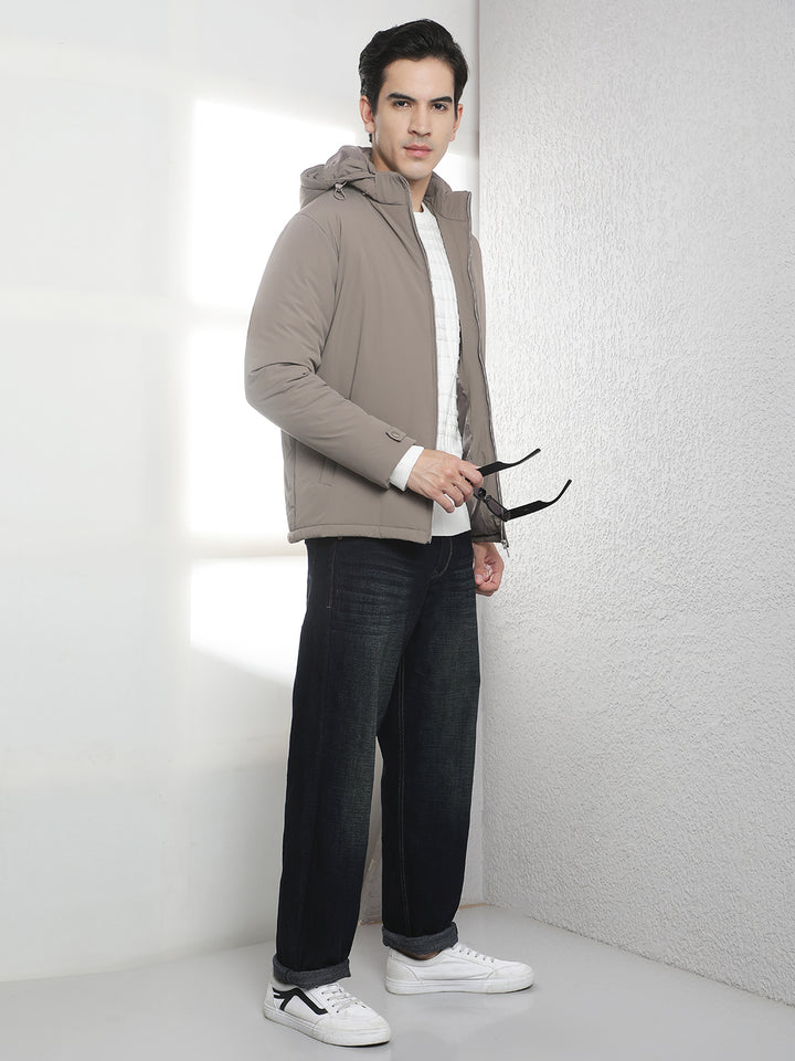 Khaki Padded Hooded Jacket