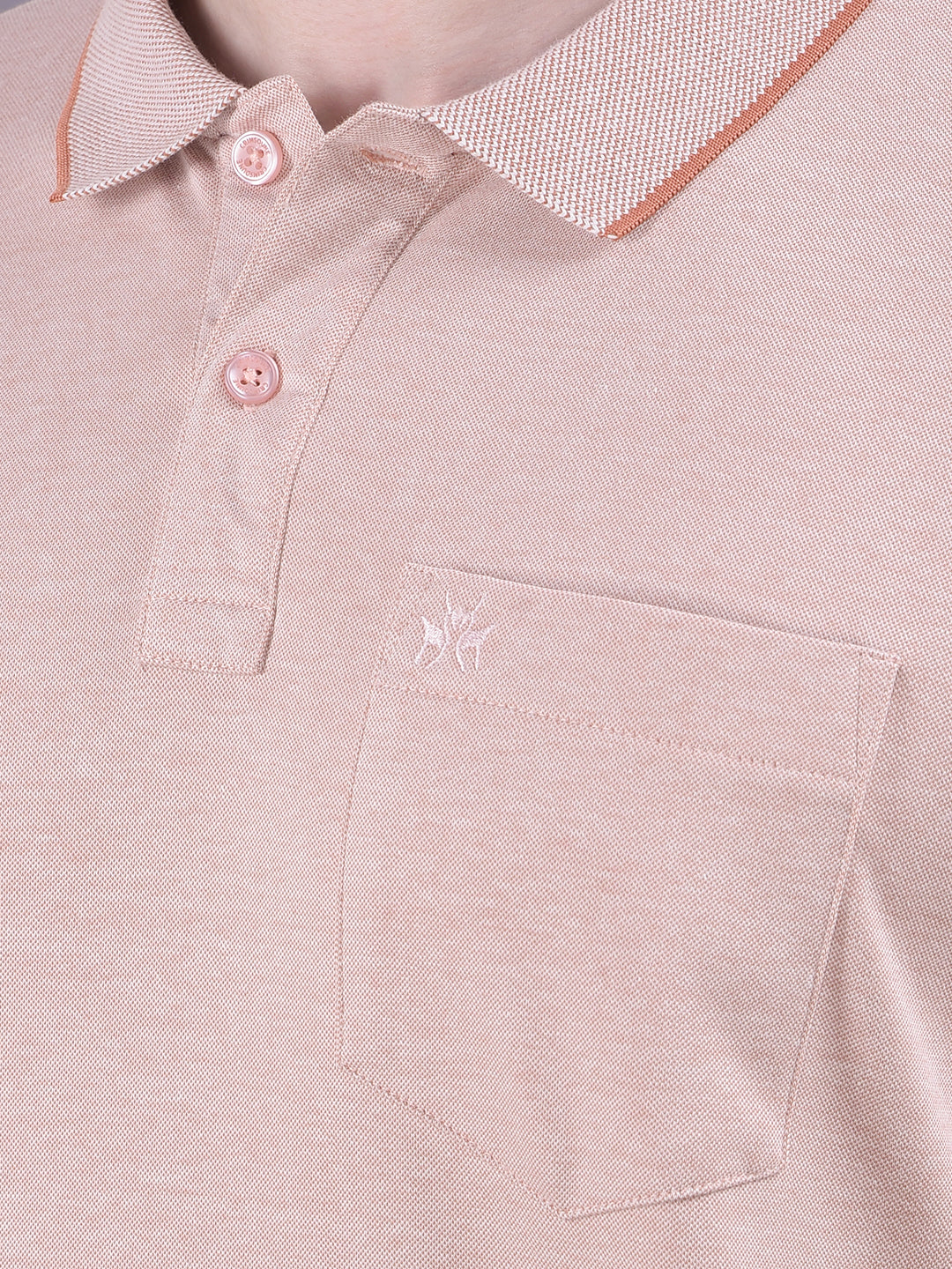 Peach Polo-Neck T-Shirt