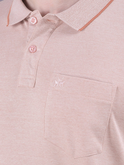 Peach Polo-Neck T-Shirt