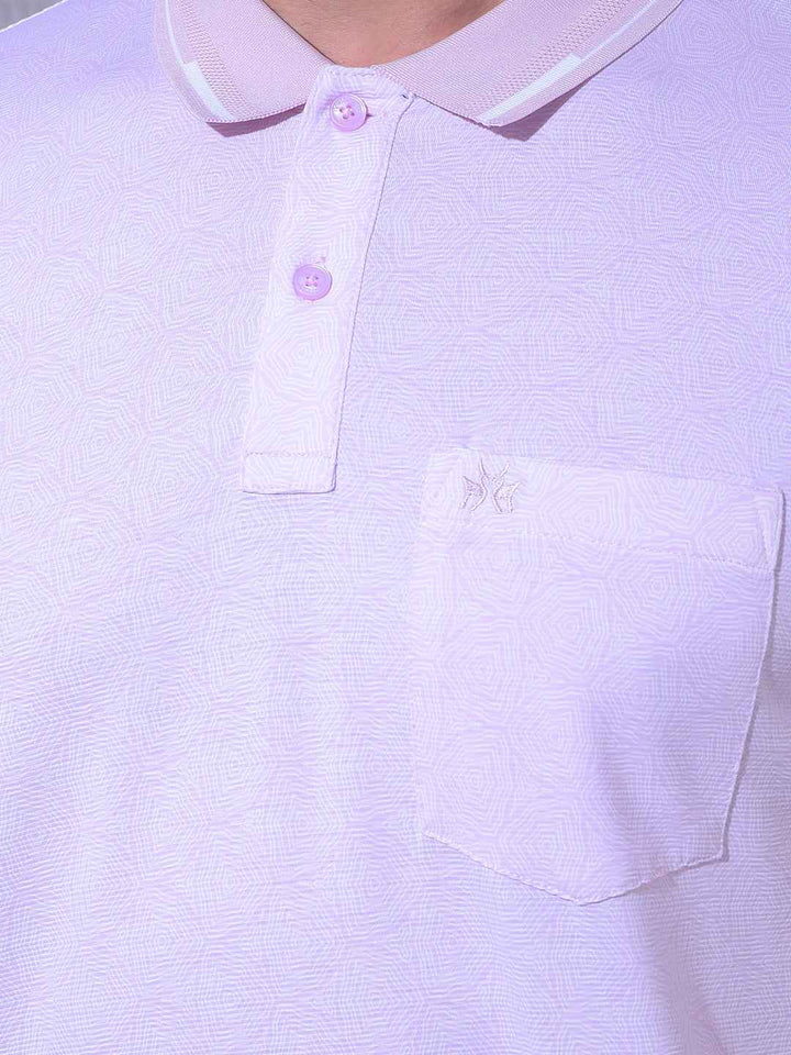 Pink Printed Polo Neck T-Shirt