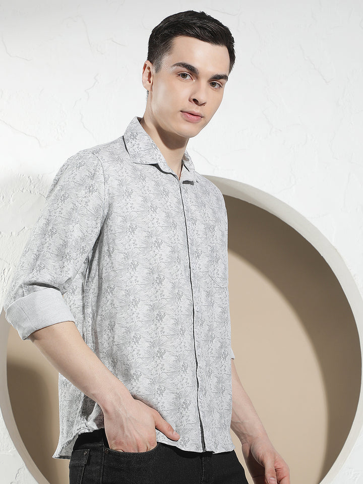 Ivory Grey Printed Shirt
