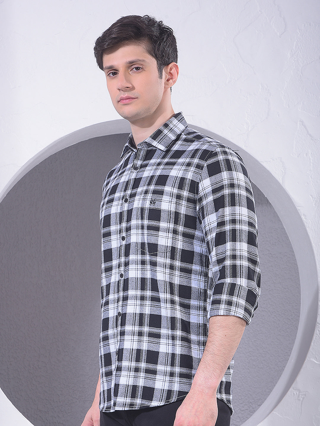 Black Checked 100% Cotton Shirt