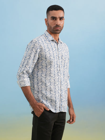 Blue Casual Printed Shirt