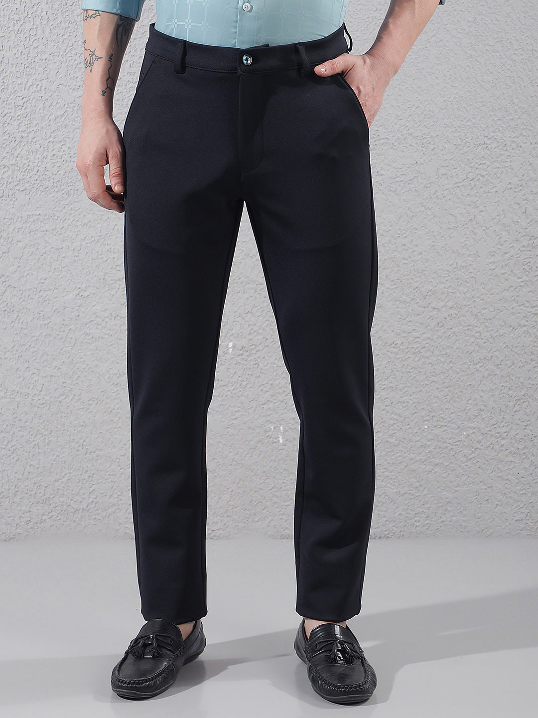 Navy Blue Knitted Trousers