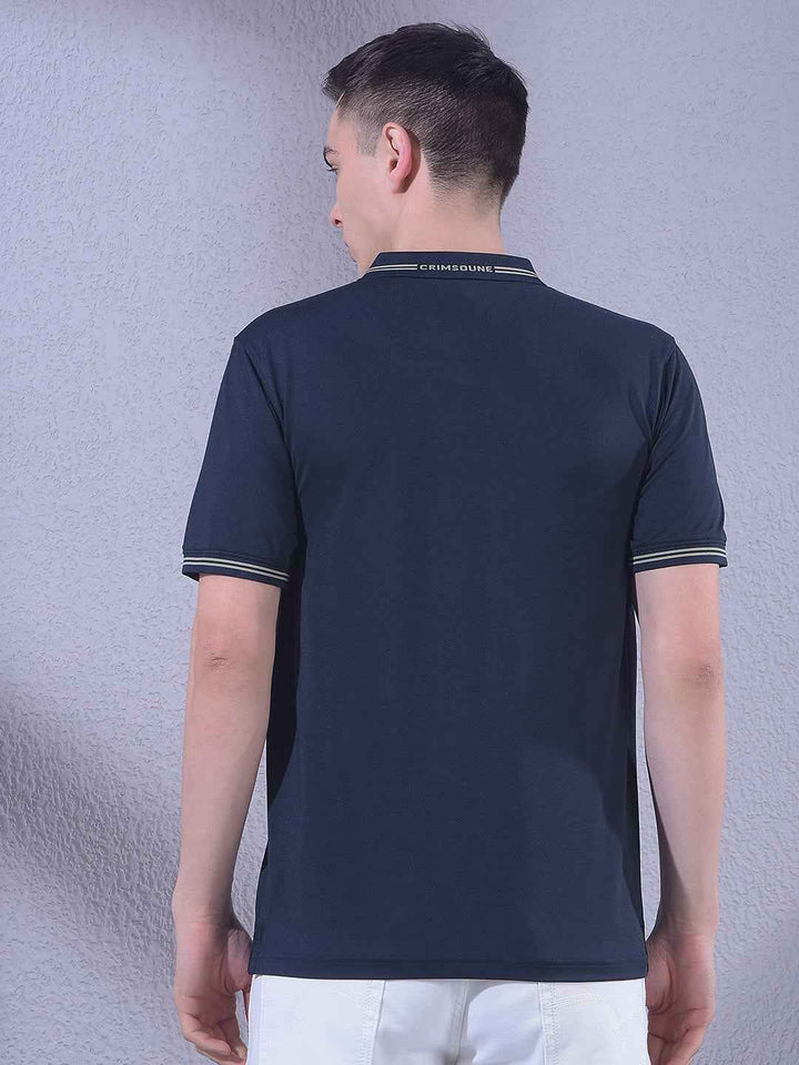 Navy Blue Polo Neck T-Shirt