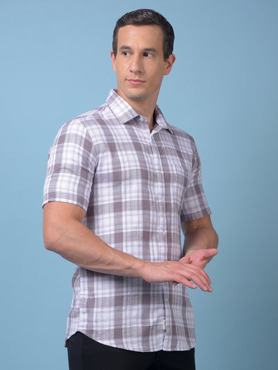 Purple Checked 100% Cotton Shirt