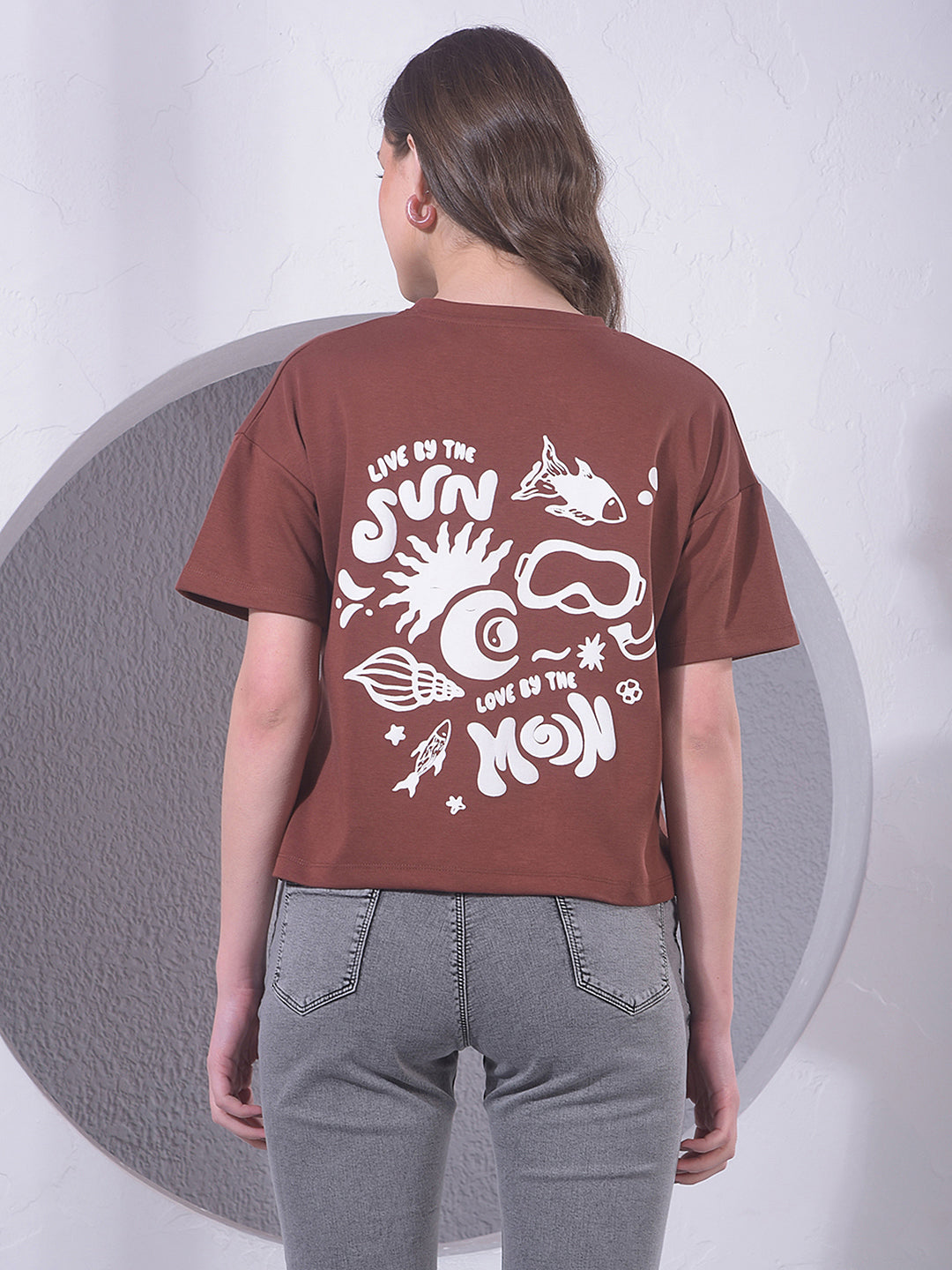 Brown Typographic Print T-Shirt