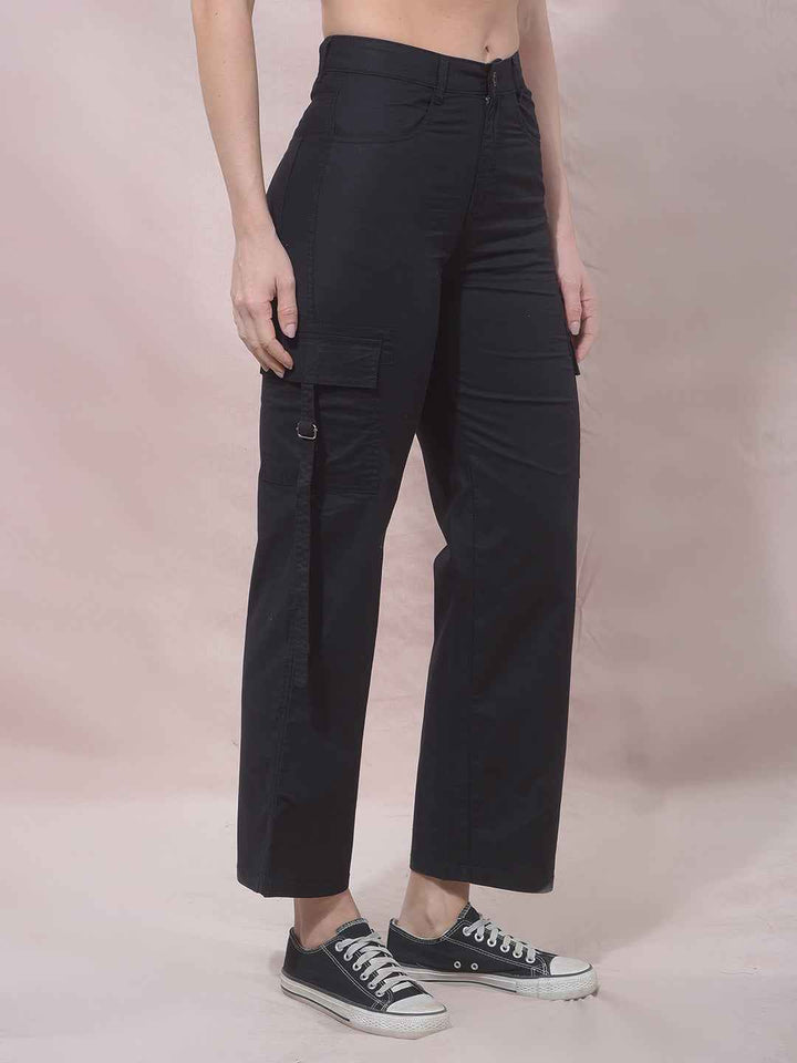 Black Twill Cargo Trousers