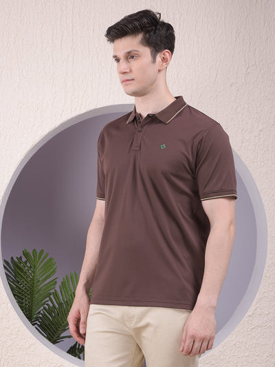 Brown Polo-Neck T-Shirt