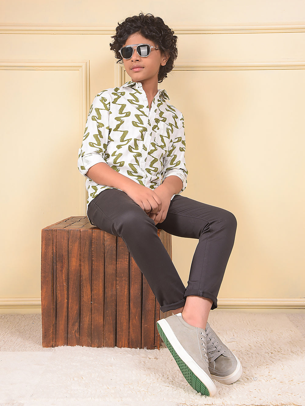 Green Printed 100% Cotton Shirt