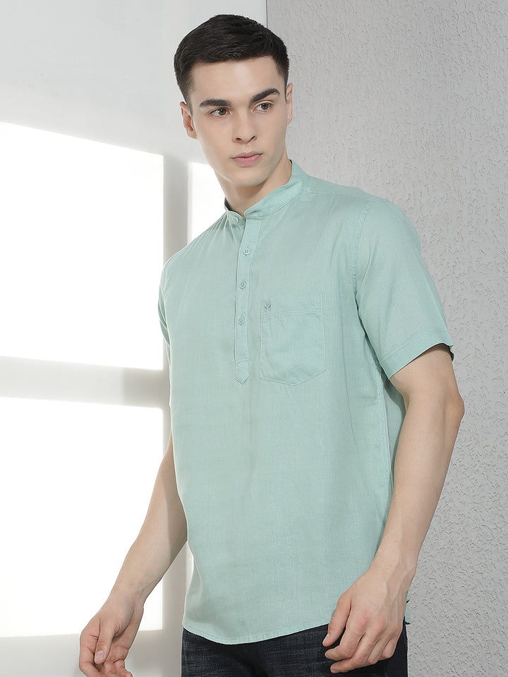 Urban Earthy Green Linen Kurta