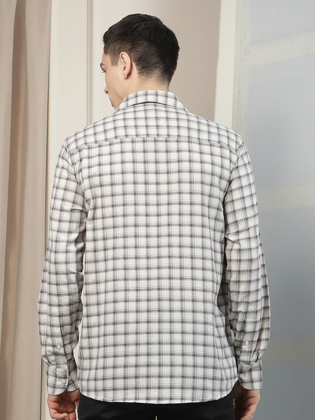 Purple Checked Linen Shirt