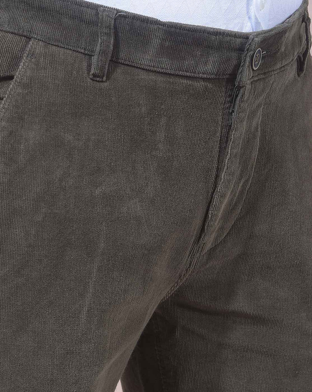 Olive Straight Corduroy Trousers