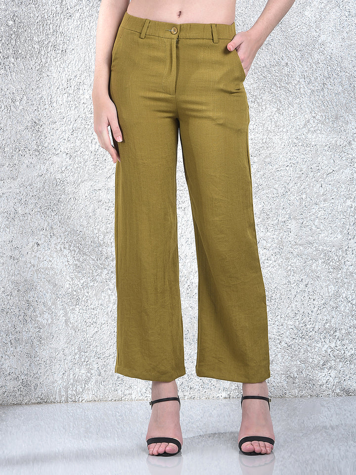 Olive Breeze Wide-Leg Trousers