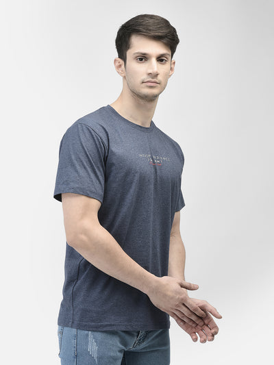 Blue Typographic Print T-Shirt