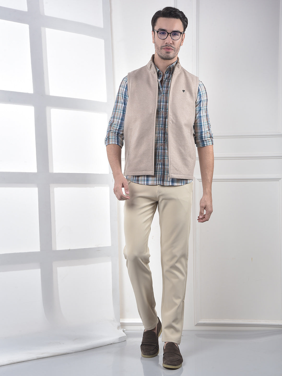 Beige Sleeveless Puffer Jacket