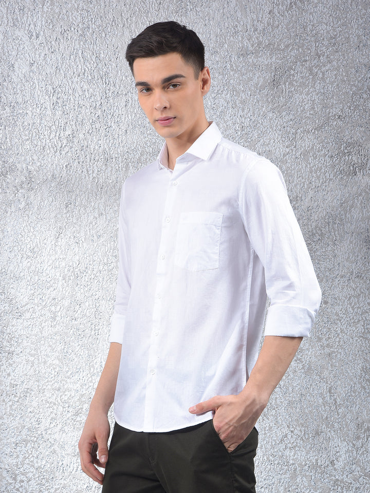 White Textured 100% Cotton Shirt